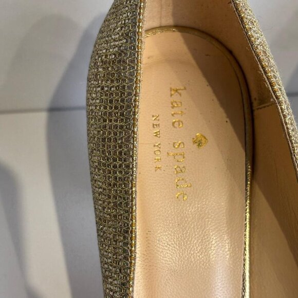 Kate Spade Women Glitter Effect Cross Strap Sequin High Heels Shoes Gold Size 8 - Picture 4 of 11